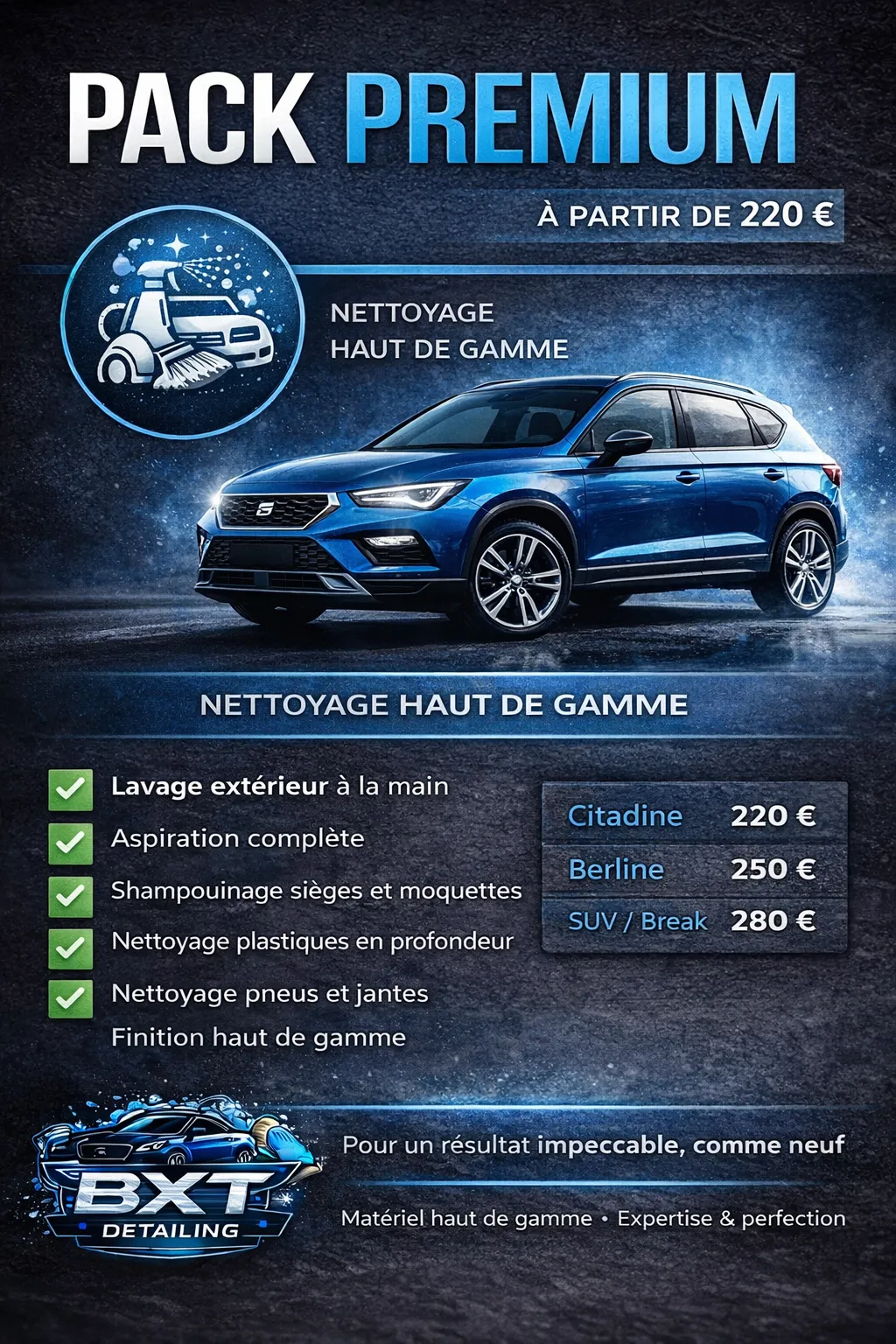 Lavage voiture professionnel sur site